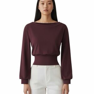 OGL Non-Itchy Wool Blend Boatneck Brami BURGANDY Size - Medium